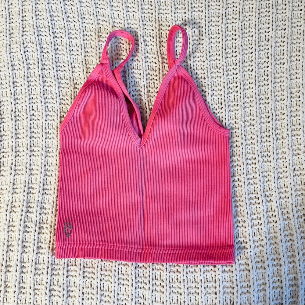 free people cropped pink active tank top